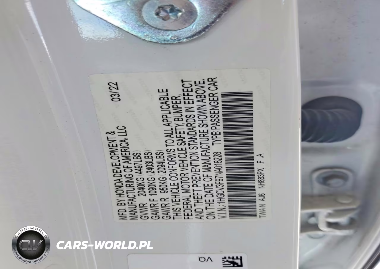 2022 Honda Accord Touring Hybrid VIN:1HGCV3F97NA018228 - 12