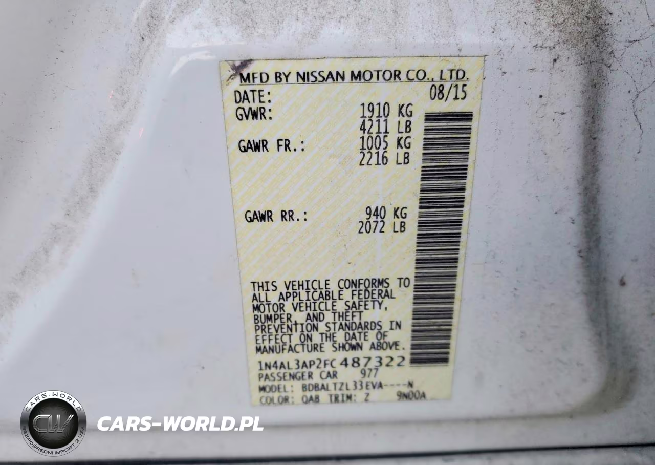 2015 Nissan Altima 2.5 Sl VIN:1N4AL3AP2FC487322 - 12