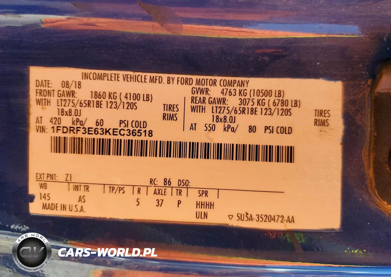 2019 Ford F350 Super Duty VIN:1FDRF3E63KEC36518 - 13