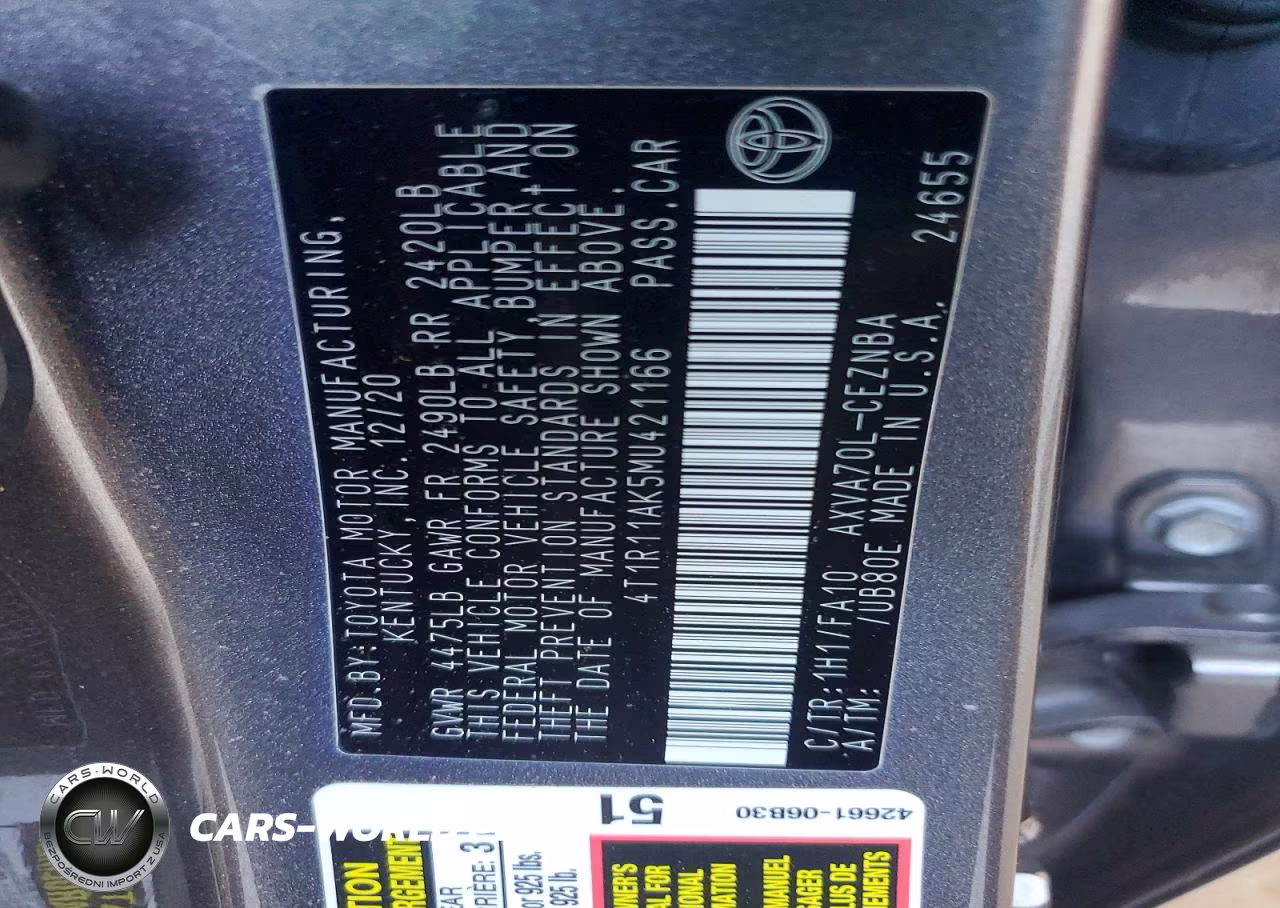 2021 Toyota Camry Le VIN:4T1R11AK5MU421166 - 13