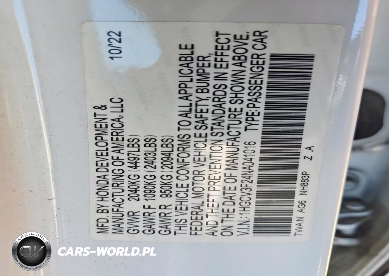2022 Honda Accord Hybrid Sport VIN:1HGCV3F24NA041016 - 12