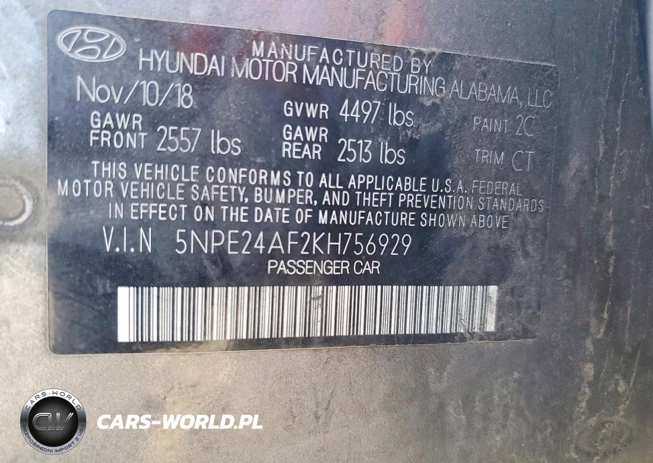 2019 Hyundai Sonata Se VIN:5NPE24AF2KH756929 - 12