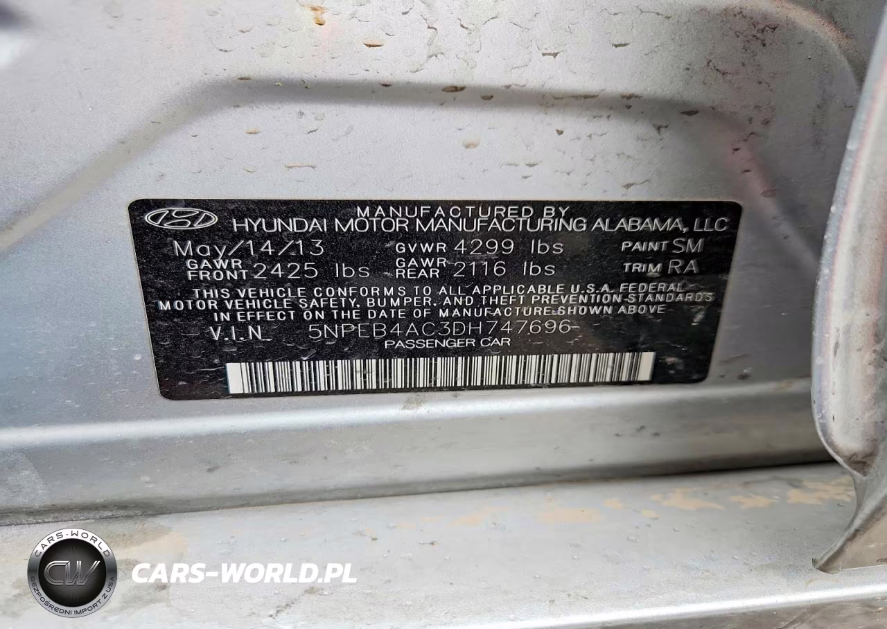 2013 Hyundai Sonata Gls VIN:5NPEB4AC3DH747696 - 12