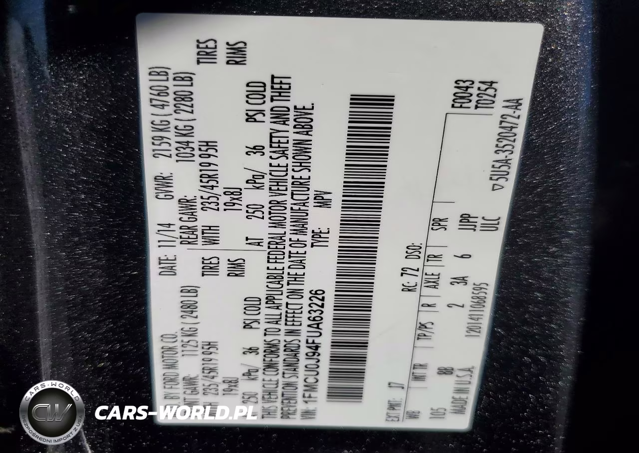 2015 Ford Escape Titanium VIN:1FMCU0J94FUA63226 - 13