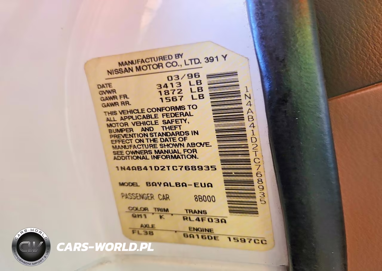 1996 Nissan Sentra Base VIN:1N4AB41D2TC768935 - 12