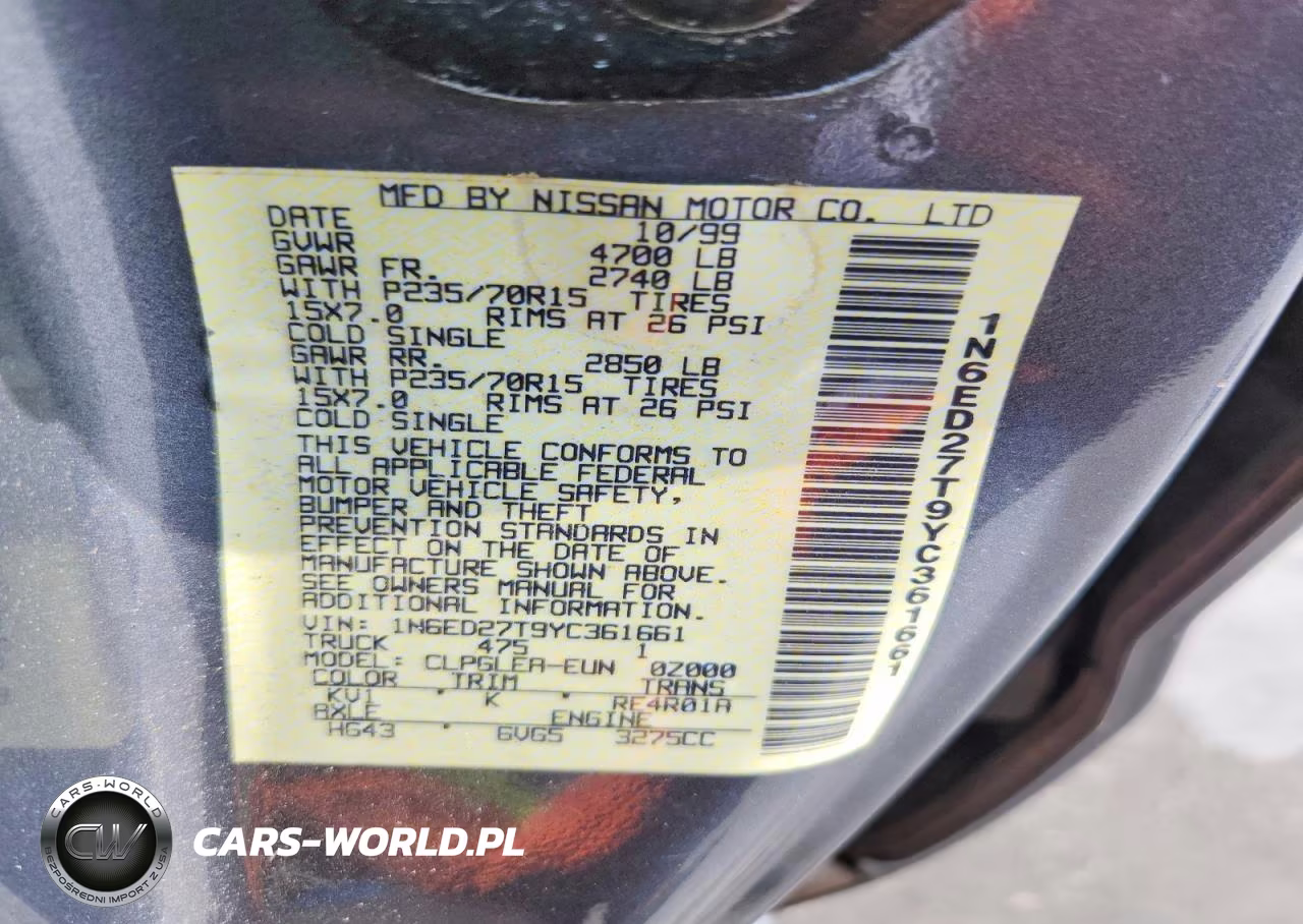 2000 Nissan Frontier Xe VIN:1N6ED27T9YC361661 - 12
