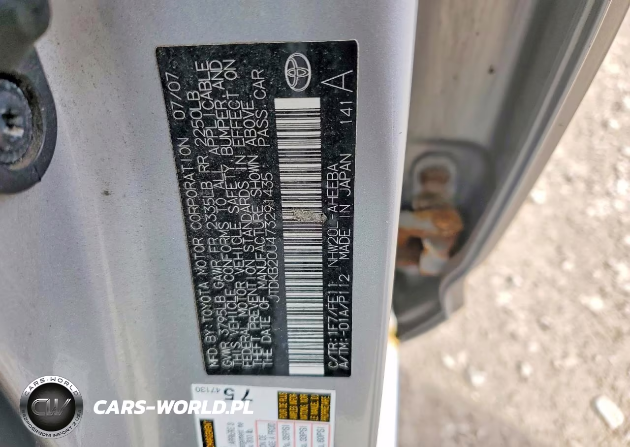 2007 Toyota Prius Base VIN:JTDKB20U473291435 - 12
