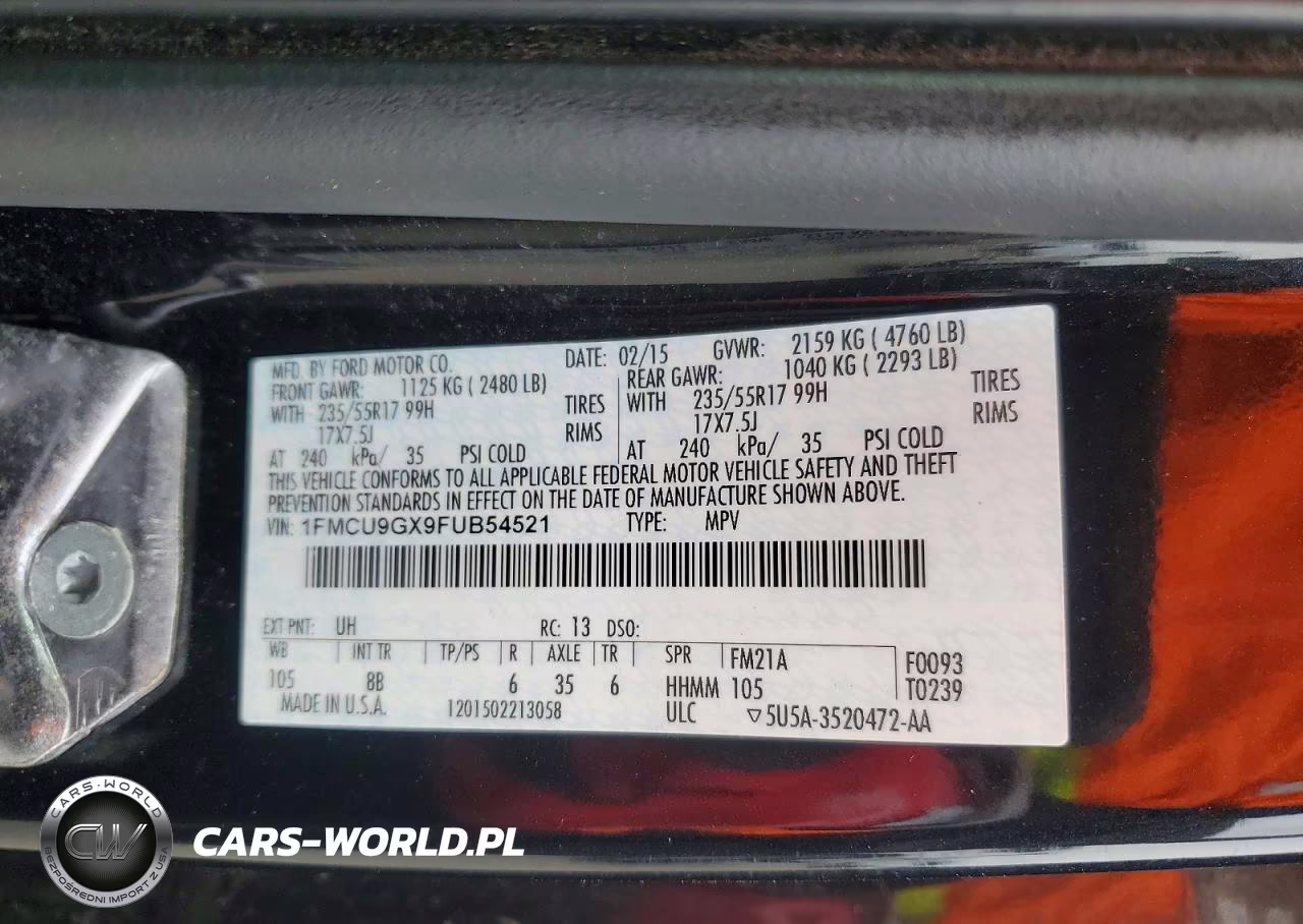 2015 Ford Escape Se VIN:1FMCU9GX9FUB54521 - 13