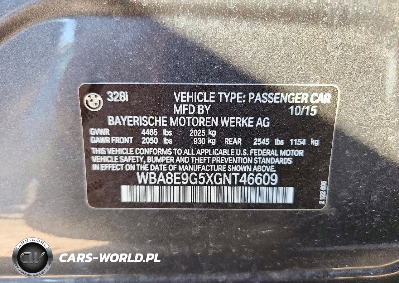2016 BMW 328 I Sulev VIN:WBA8E9G5XGNT46609 - 12