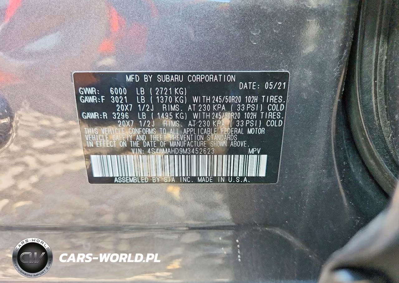 2021 Subaru Ascent Premium VIN:4S4WMAHD9M3452623 - 13