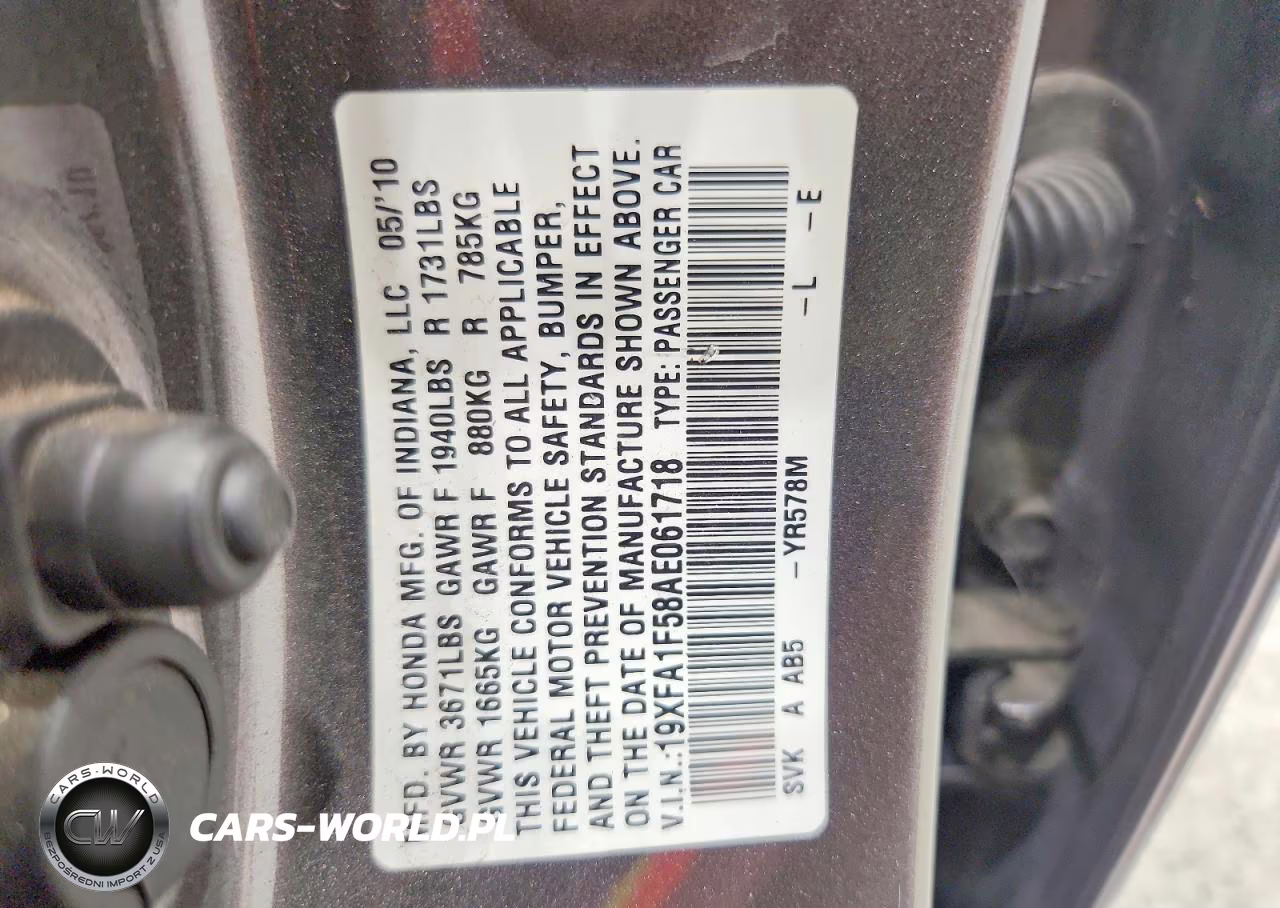 2010 Honda Civic Lx VIN:19XFA1F58AE061718 - 12