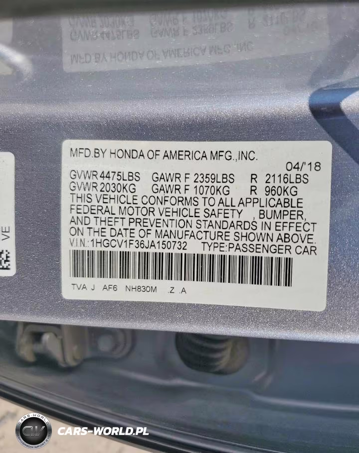 2018 Honda Accord Sport VIN:1HGCV1F36JA150732 - 12