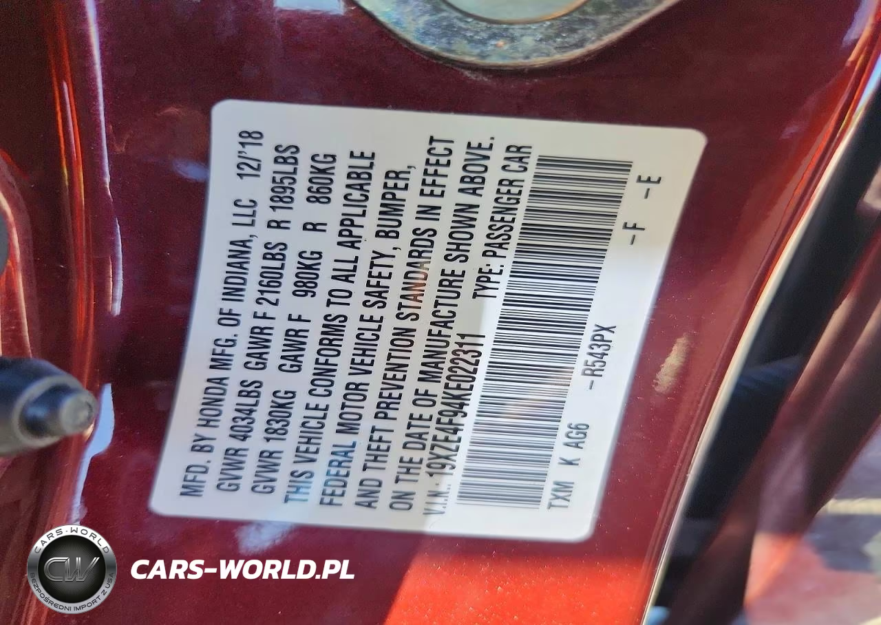 2019 Honda Insight Touring VIN:19XZE4F94KE022311 - 12
