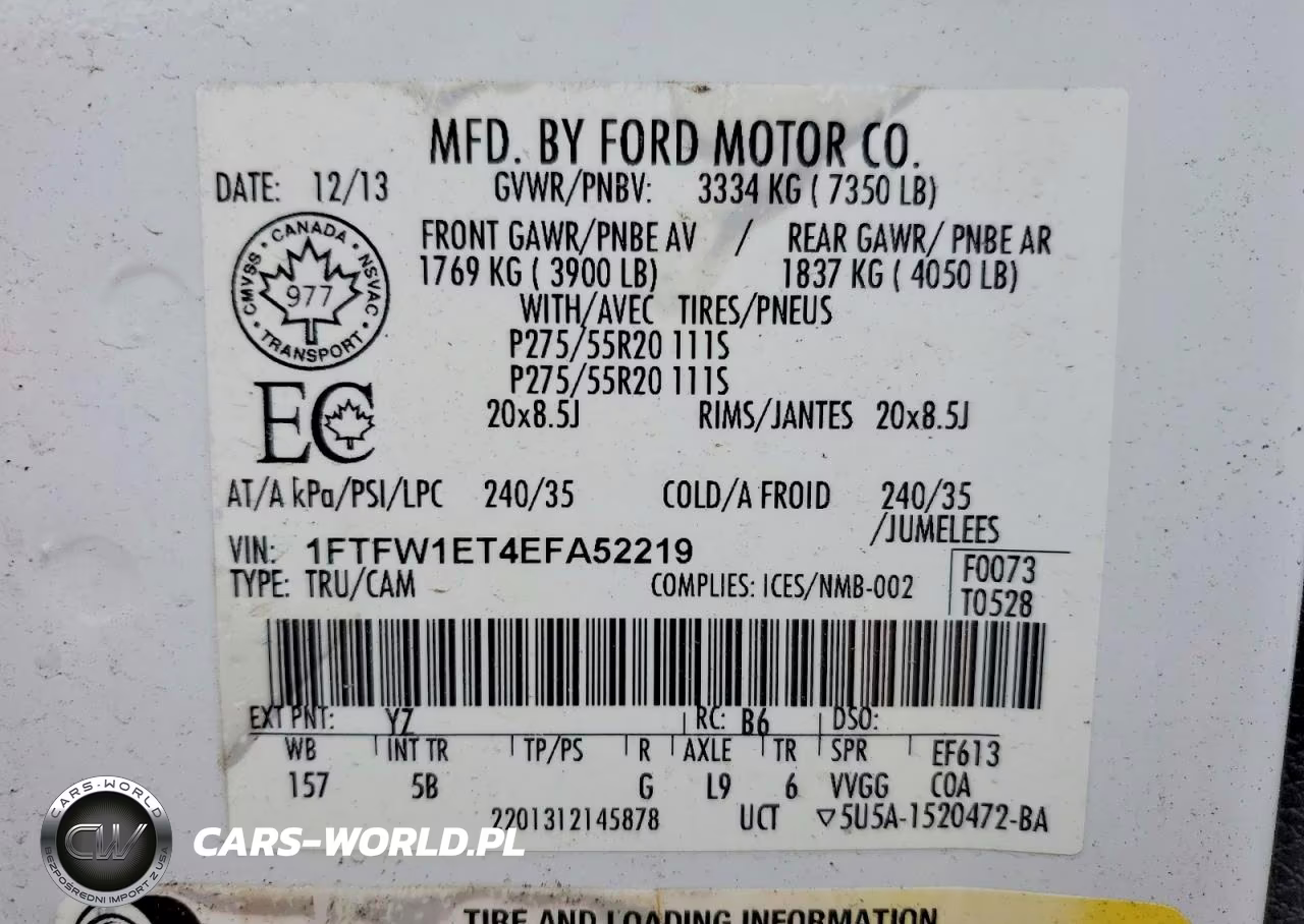 2014 Ford F150 Supercrew VIN:1FTFW1ET4EFA52219 - 12
