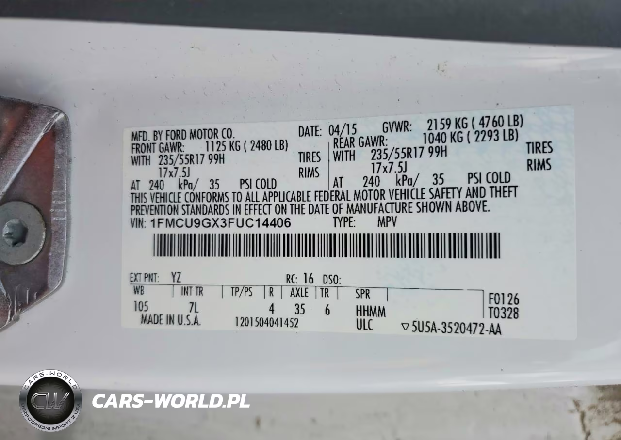 2015 Ford Escape Se VIN:1FMCU9GX3FUC14406 - 13