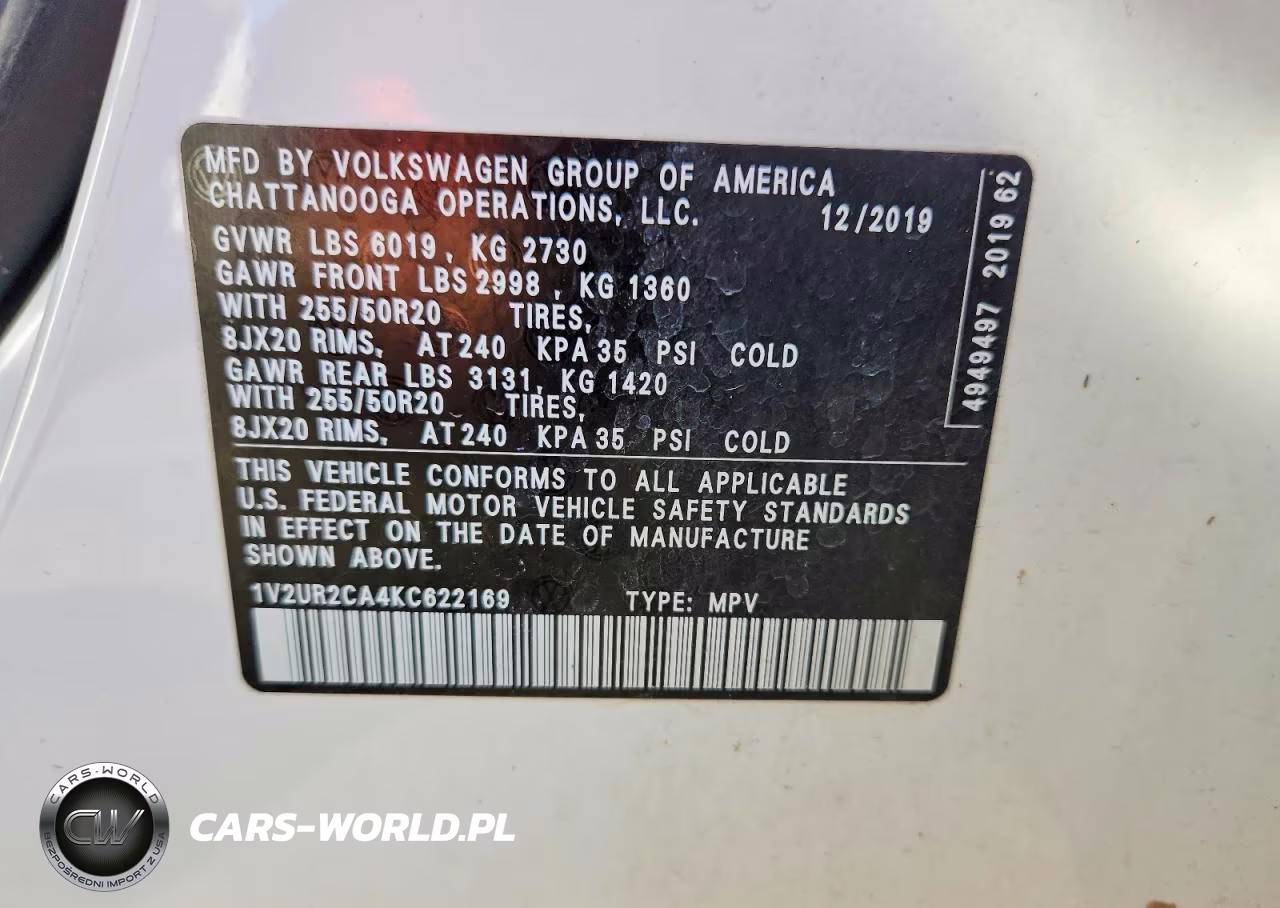 2019 Volkswagen Atlas Se VIN:1V2UR2CA4KC622169 - 13