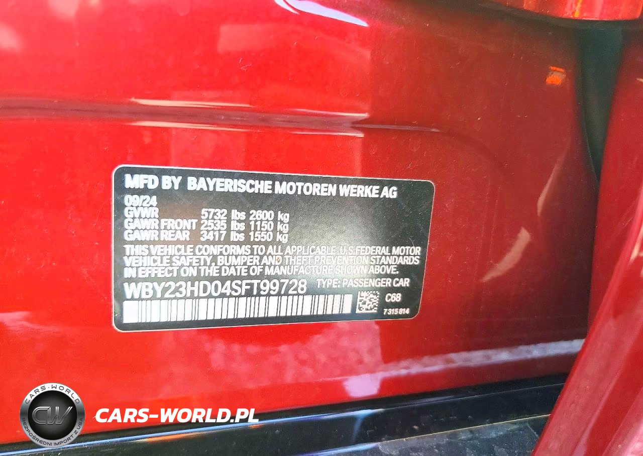 2025 BMW I4 Edrive 40 VIN:WBY23HD04SFT99728 - 13
