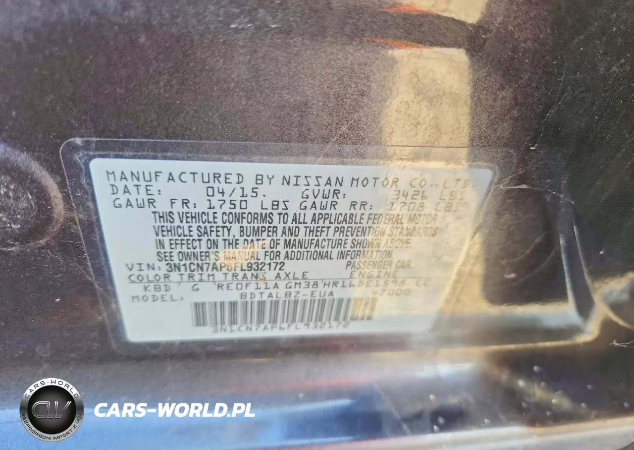2015 Nissan Versa 1.6 Sv VIN:3N1CN7AP6FL932172 - 12