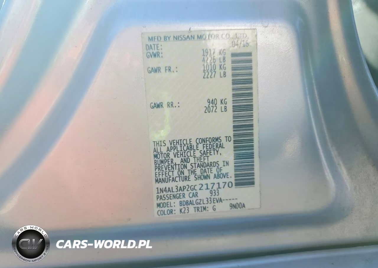 2016 Nissan Altima 2.5 S VIN:1N4AL3AP2GC217170 - 12