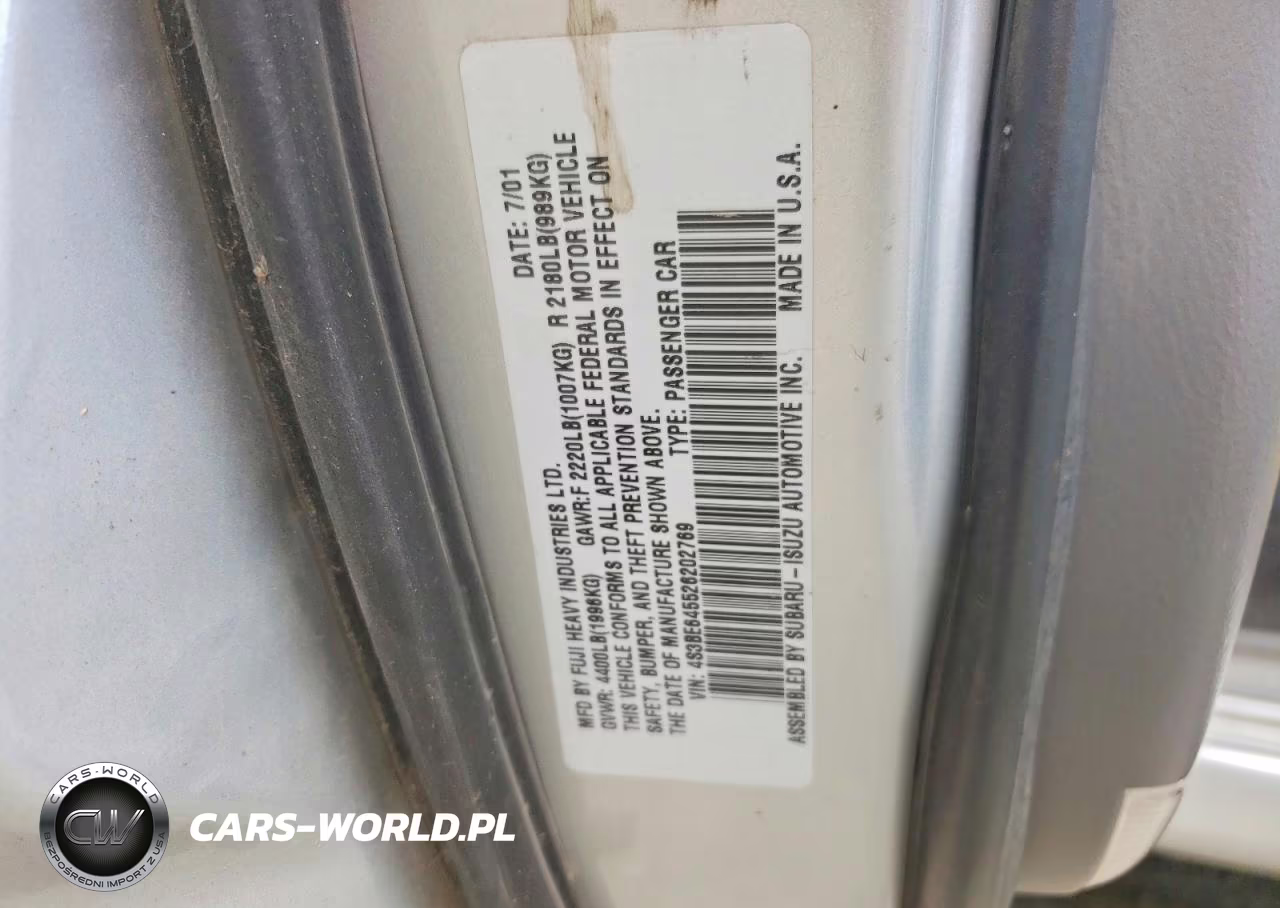 2002 Subaru Legacy Gt VIN:4S3BE645526202769 - 12
