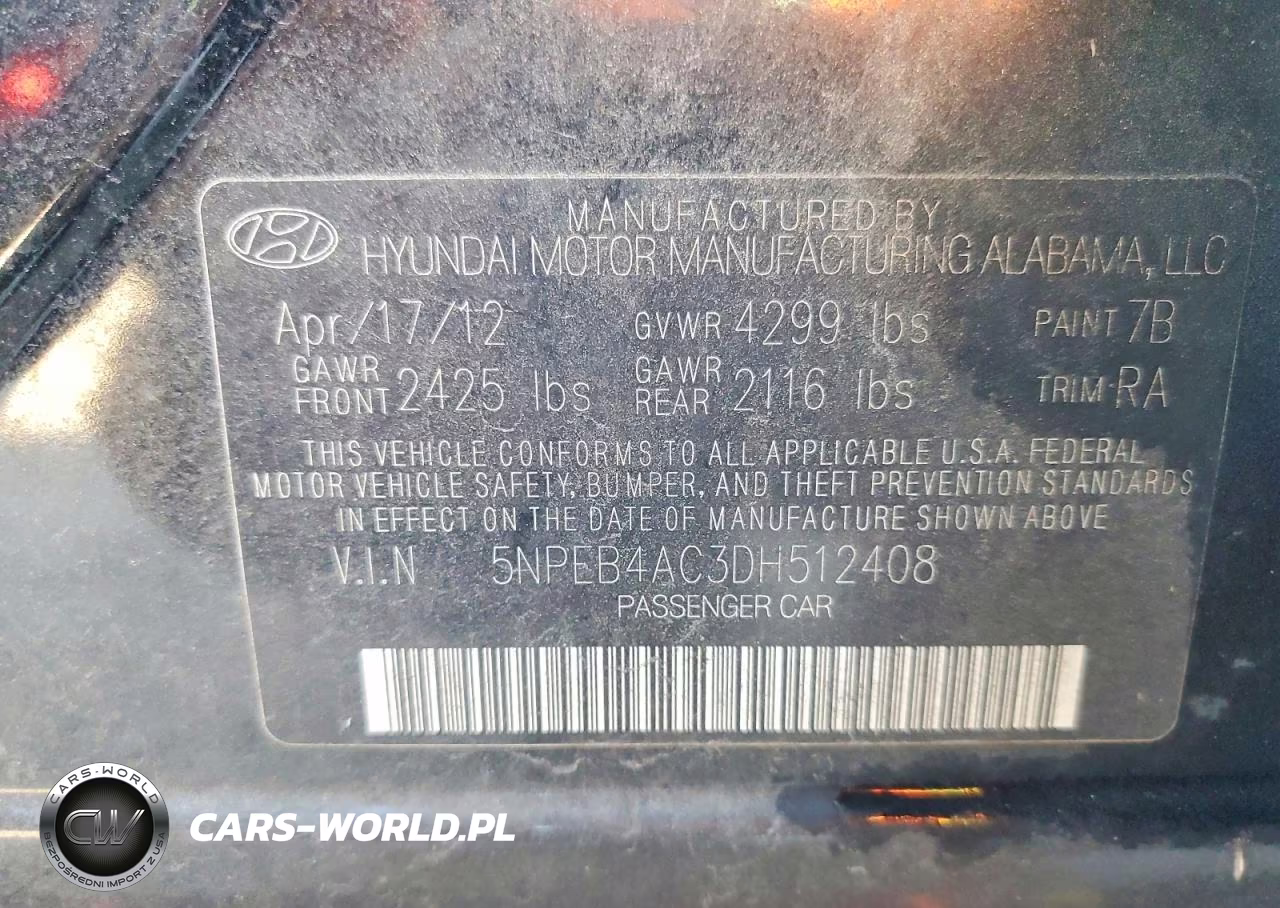 2013 Hyundai Sonata Gls VIN:5NPEB4AC3DH512408 - 13