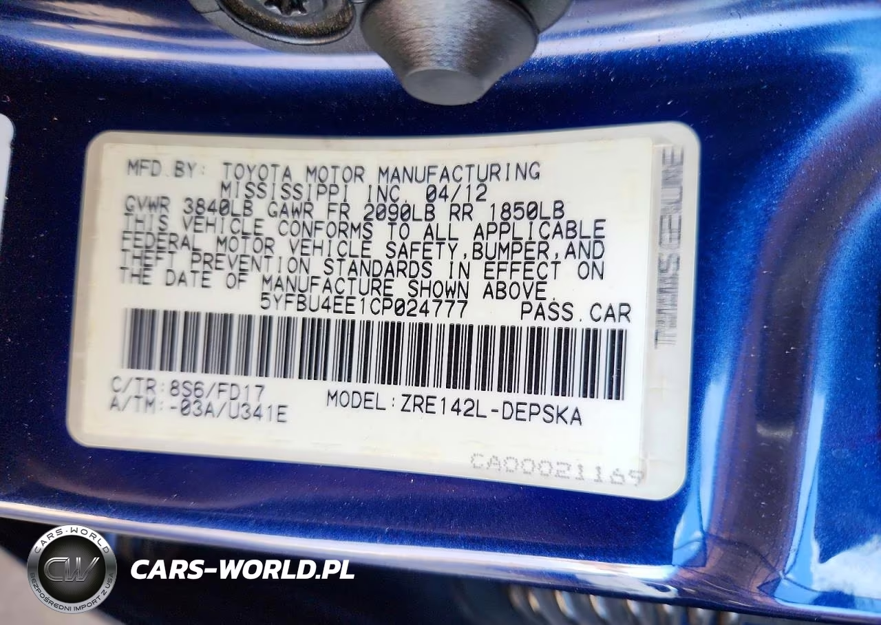 2012 Toyota Corolla S VIN:5YFBU4EE1CP024777 - 12