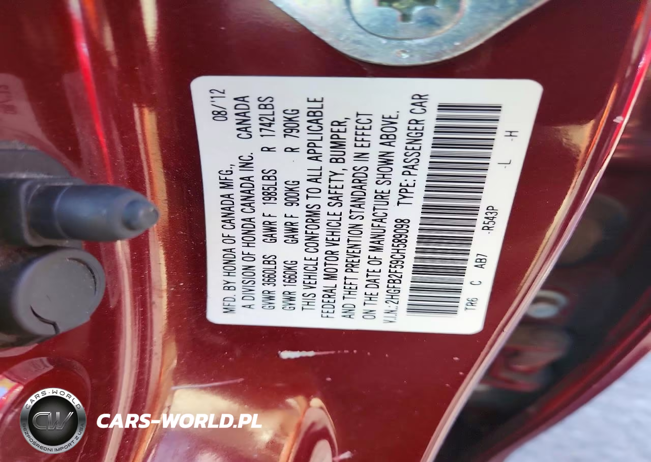 2012 Honda Civic Lx VIN:2HGFB2F59CH589098 - 12