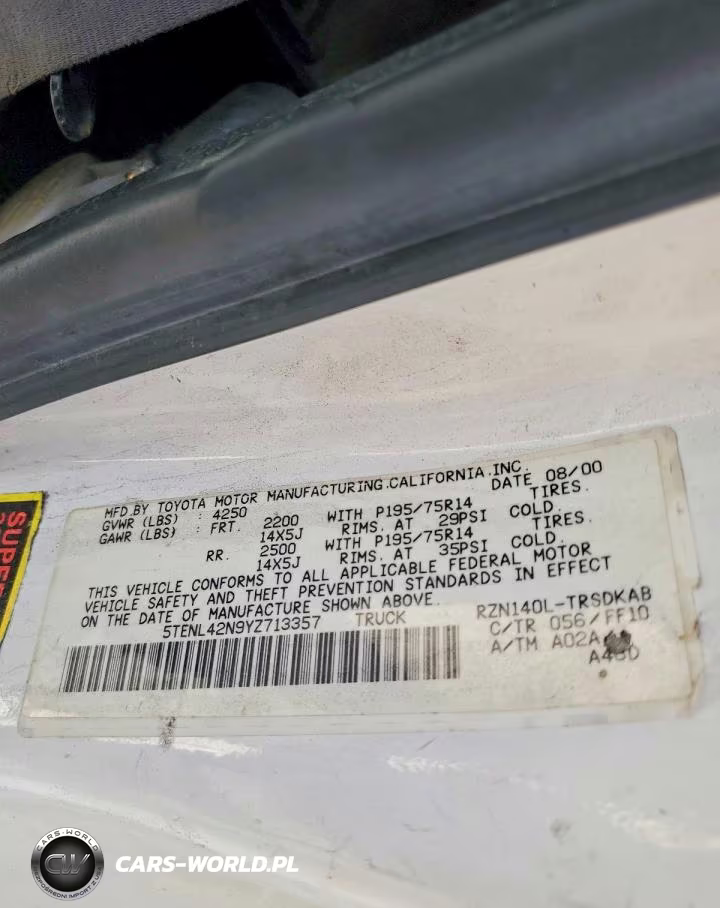 2000 Toyota Tacoma Base VIN:5TENL42N9YZ713357 - 12