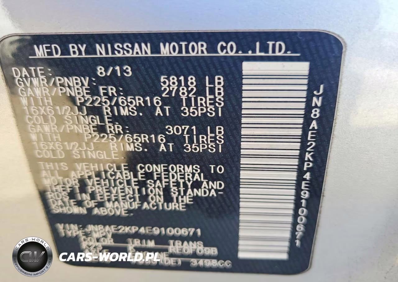 2014 Nissan Quest 3.5 S VIN:JN8AE2KP4E9100671 - 13