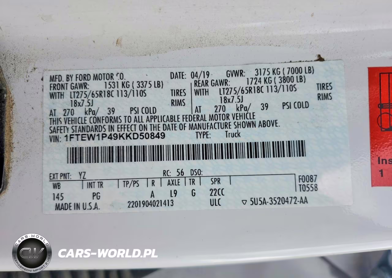 2019 Ford F150 Police Responder VIN:1FTEW1P49KKD50849 - 12