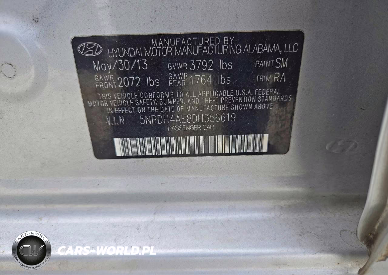 2013 Hyundai Elantra Gls VIN:5NPDH4AE8DH356619 - 12