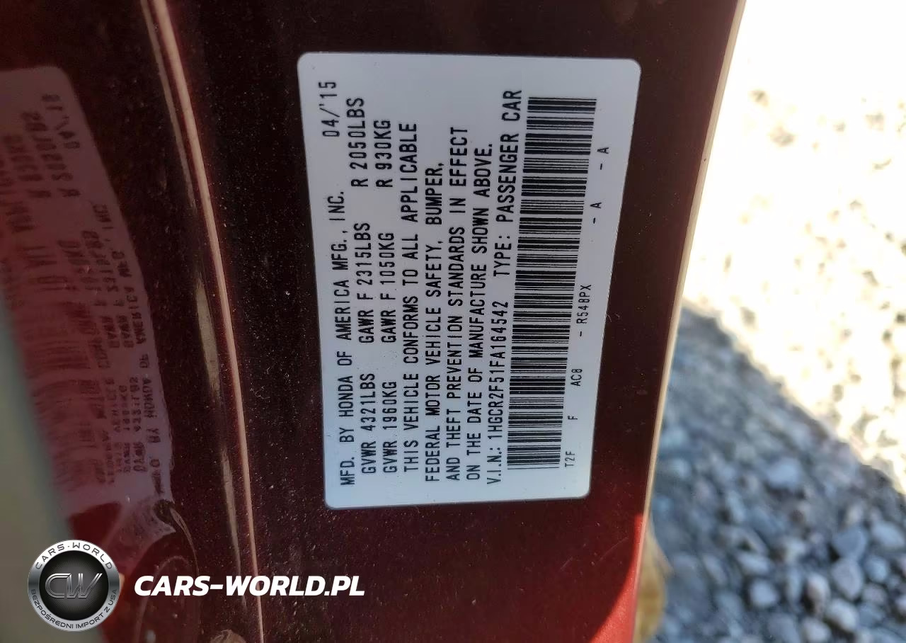 2015 Honda Accord Sport VIN:1HGCR2F51FA164542 - 13