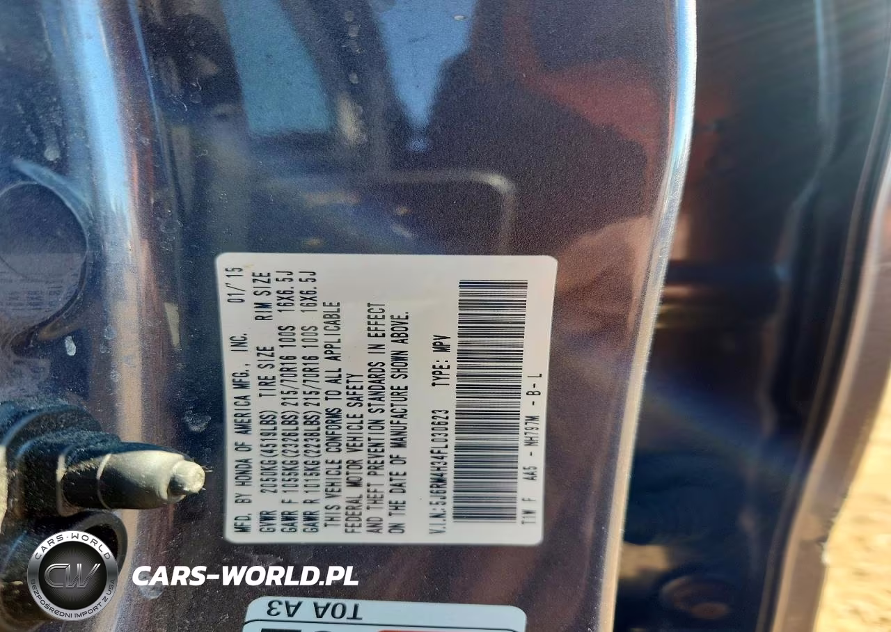 2015 Honda Crv Ex-L Lx VIN:5J6RM4H34FL030623 - 13