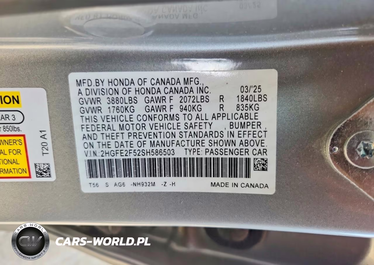 2025 Honda Civic Sport VIN:2HGFE2F52SH586503 - 12