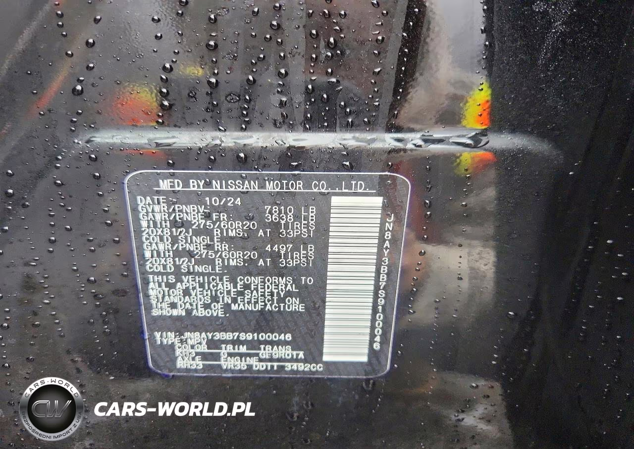 2025 Nissan Armada Sl VIN:JN8AY3BB7S9100046 - 14