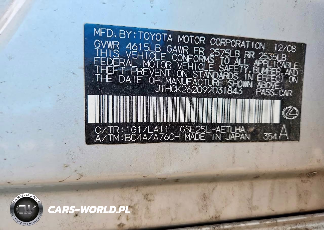 2009 Lexus Is 250 VIN:JTHCK262092031843 - 12