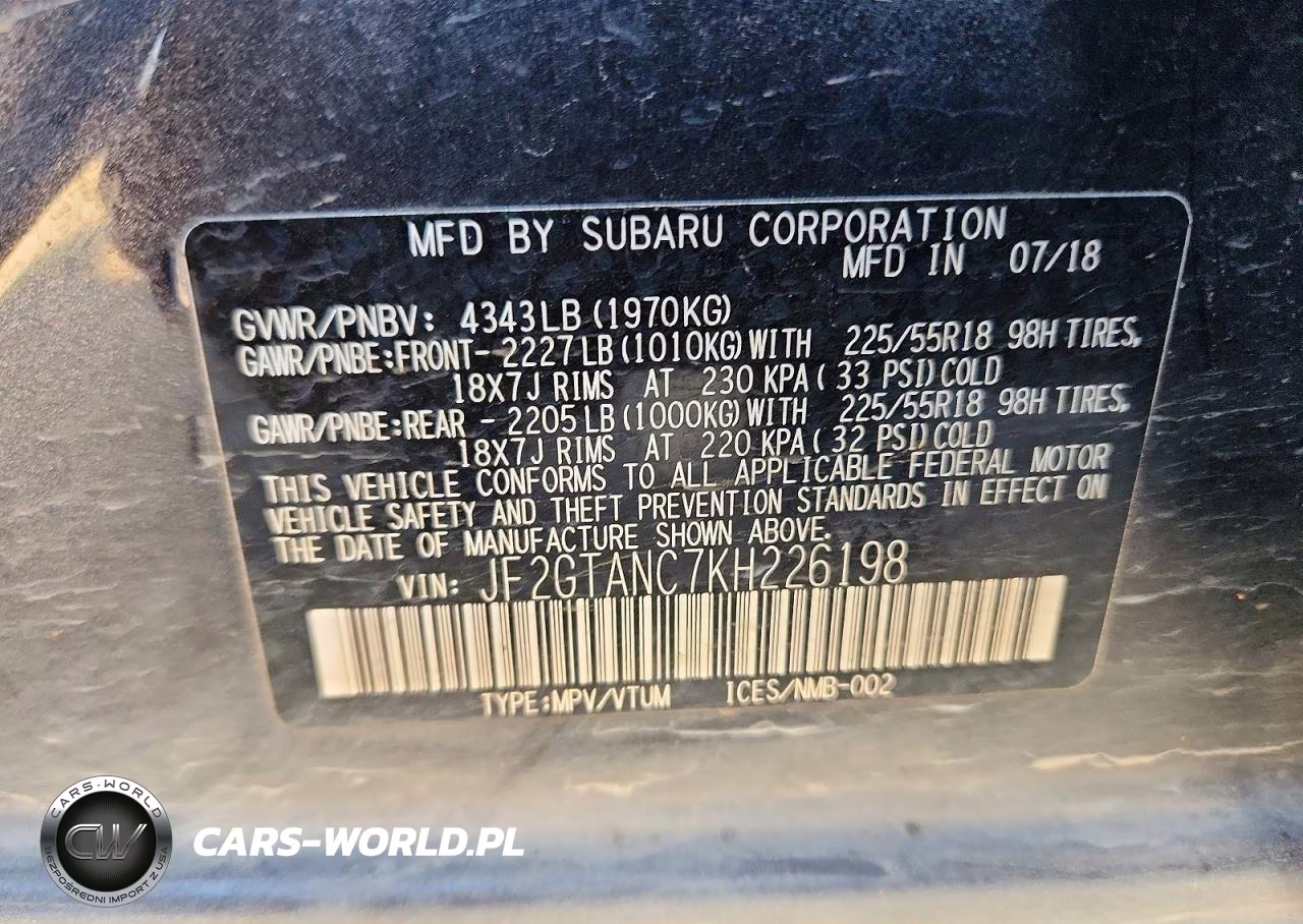 2019 Subaru Crosstrek Limited VIN:JF2GTANC7KH226198 - 13