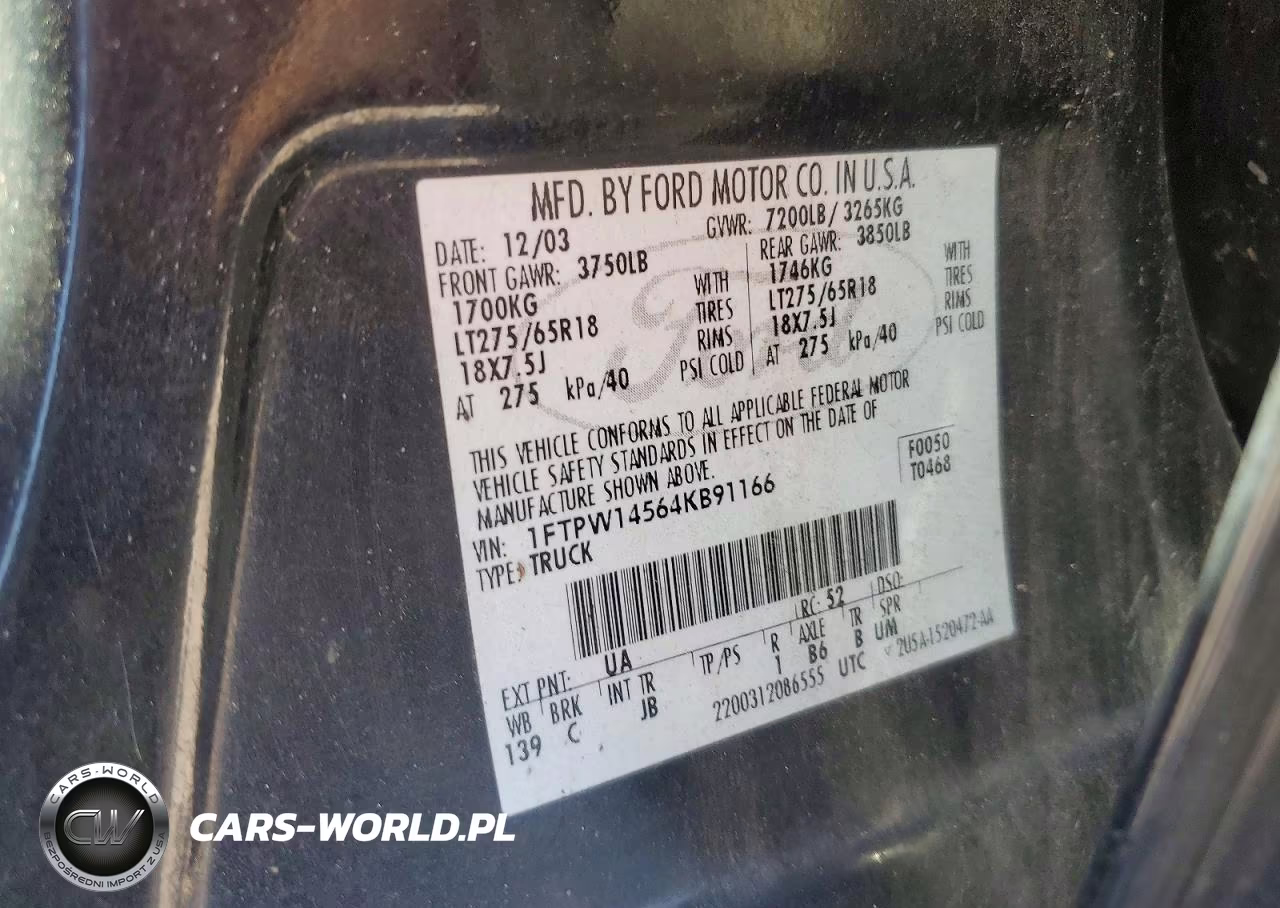 2004 Ford F150 Supercrew VIN:1FTPW14564KB91166 - 13