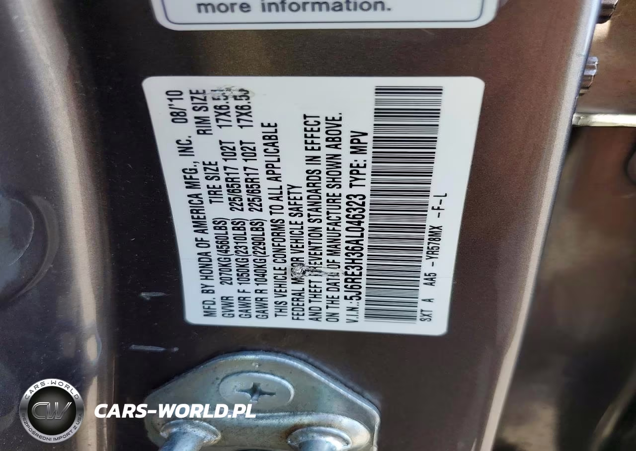 2010 Honda Cr-V Lx VIN:5J6RE3H36AL046323 - 13