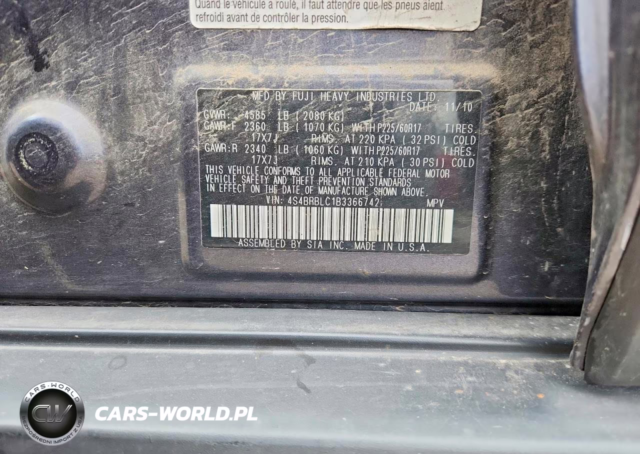 2011 Subaru Outback 2.5I Limited VIN:4S4BRBLC1B3366742 - 14