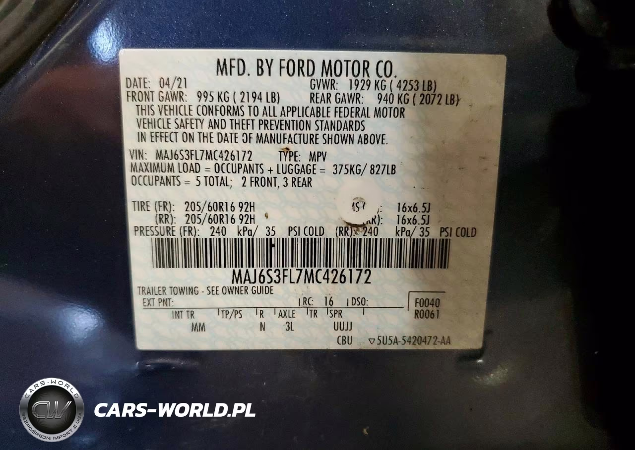 2021 Ford Ecosport S VIN:MAJ6S3FL7MC426172 - 13