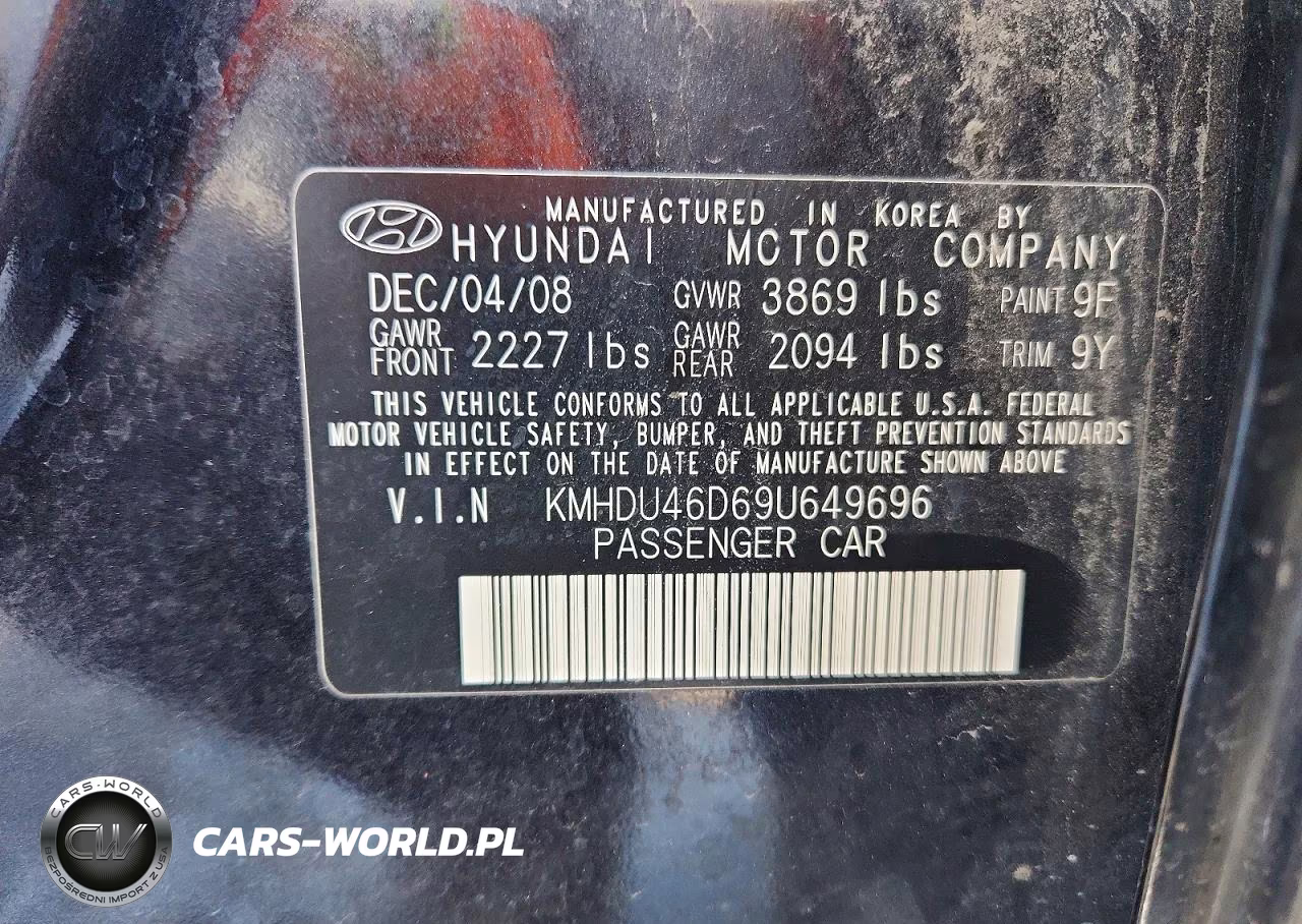 2009 Hyundai Elantra Se VIN:KMHDU46D69U649696 - 12