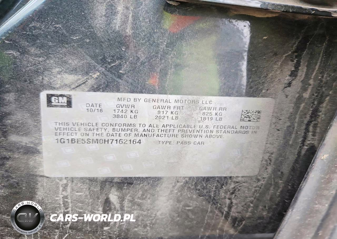 2017 Chevrolet Cruze Lt VIN:1G1BE5SM0H7162164 - 12