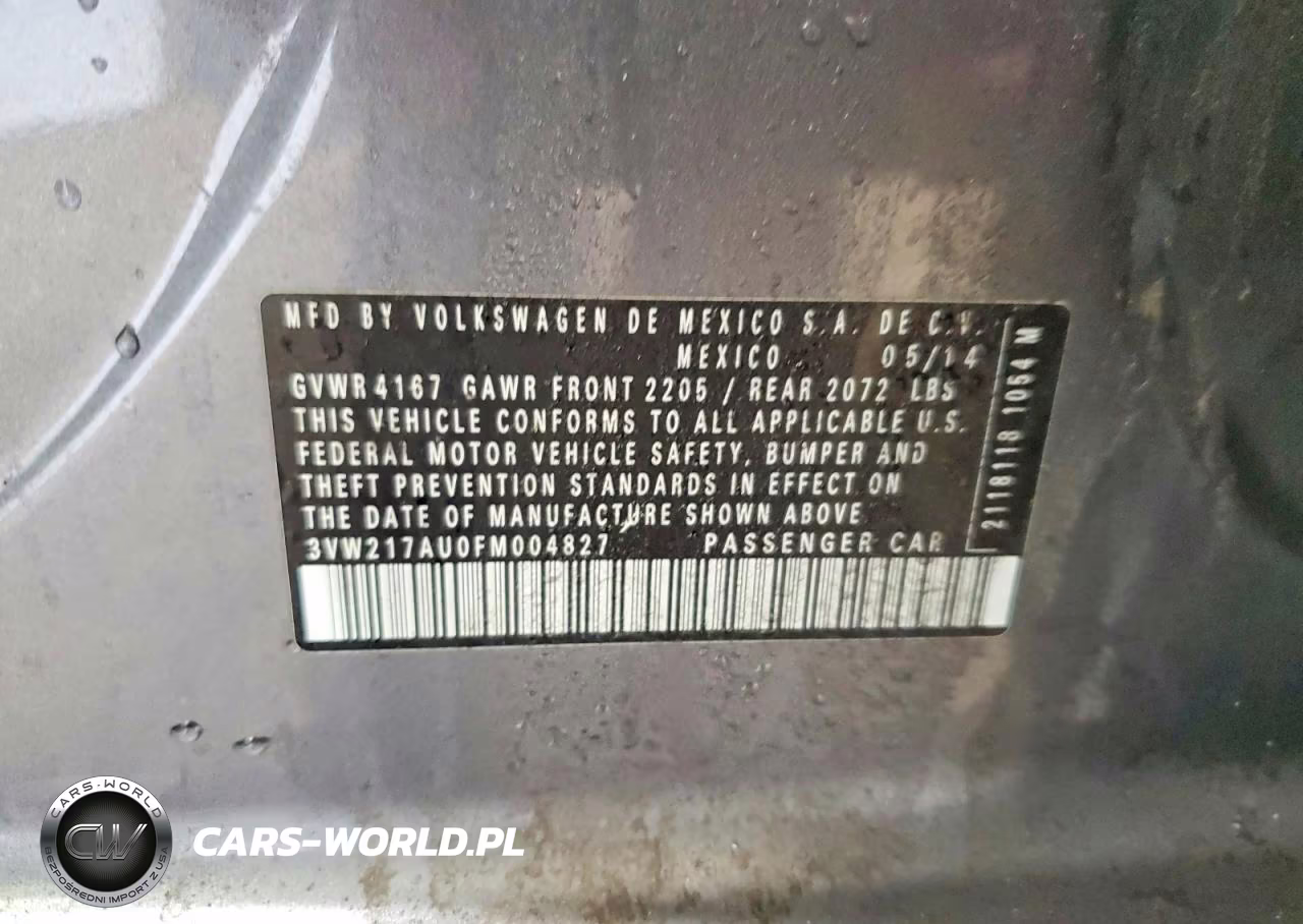 2015 Volkswagen Golf VIN:3VW217AU0FM004827 - 12