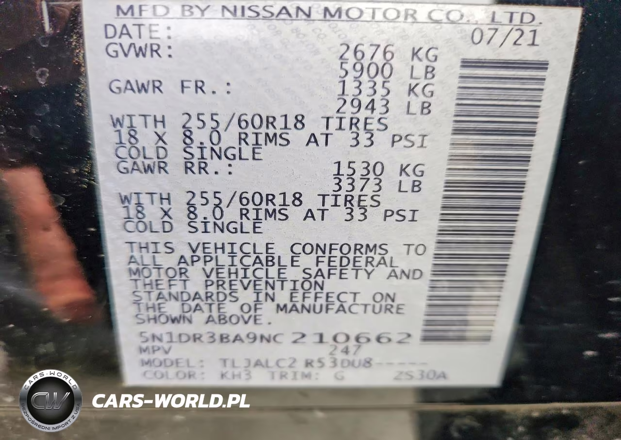 2022 Nissan Pathfinder Sv VIN:5N1DR3BA9NC210662 - 13