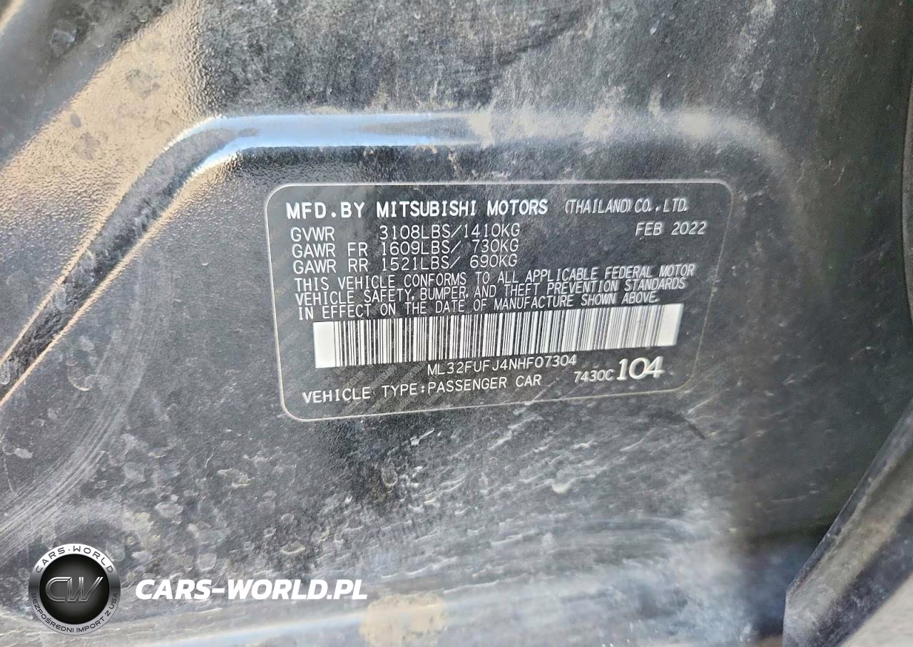2022 Mitsubishi Mirage G4 Es VIN:ML32FUFJ4NHF07304 - 13