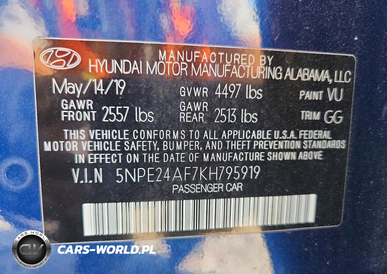 2019 Hyundai Sonata Se VIN:5NPE24AF7KH795919 - 12
