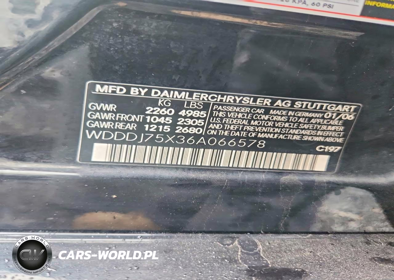 2006 Mercedes-Benz Cls 500C VIN:WDDDJ75X36A066578 - 12