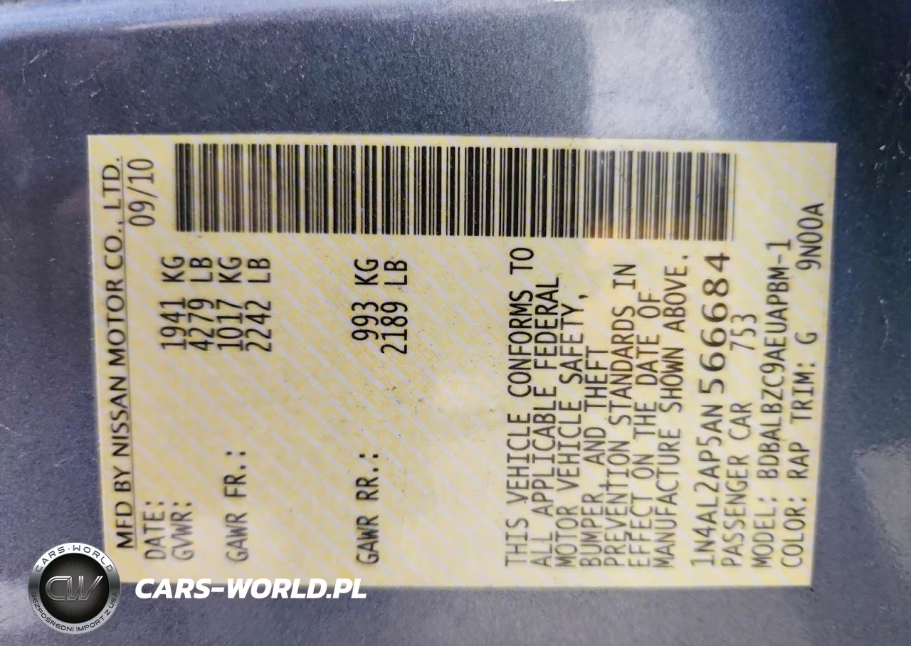 2010 Nissan Altima 2.5 VIN:1N4AL2AP5AN566684 - 12