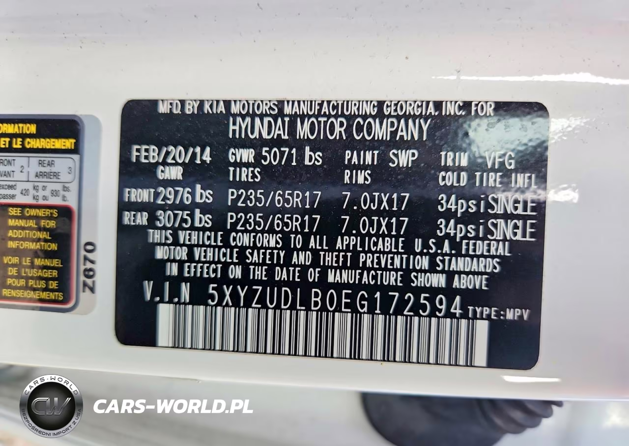 2014 Hyundai Santa Fe Sport 2.4L VIN:5XYZUDLB0EG172594 - 13